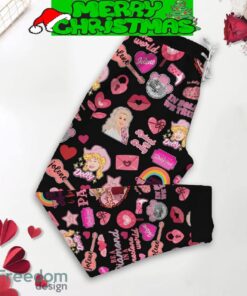 Dolly Parton My Queen My Valentine Black Fleece Pajamas Set Christmas For Family - Dolly Parton My Queen My Valentine Black Fleece Pajamas Set-3