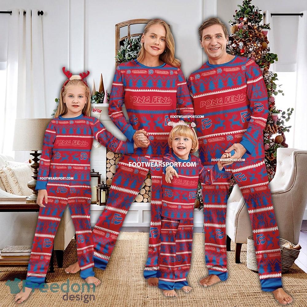 Dongfeng Tractor Logo Pattern Ugly Christmas Family Pajamas Set - Dongfeng Tractor Logo Pattern Ugly Christmas Family Pajamas Set