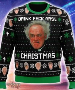 Drink Feck Arse Father Ted Knitted Xmas Sweater Trending Holidays For Men Women Fans