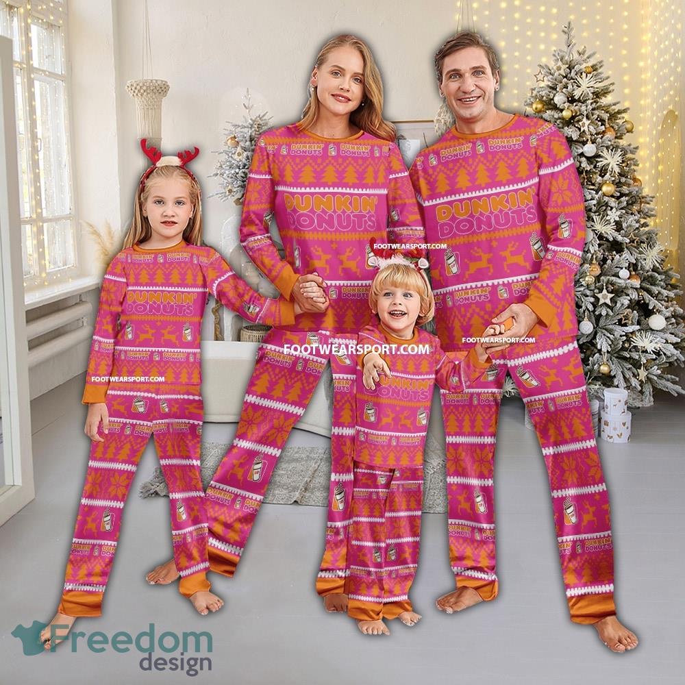 Dunkin’ Donuts Ugly Christmas Pajamas Set Family - Dunkin’ Donuts Ugly Christmas Pajamas Set Family