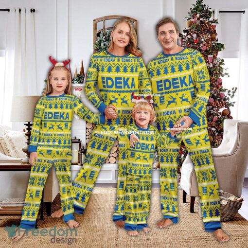 Edeka Logo Pattern Pajamas Set Ugly Christmas Gift For Family - Edeka Logo Pattern Pajamas Set Ugly Christmas Gift For Family