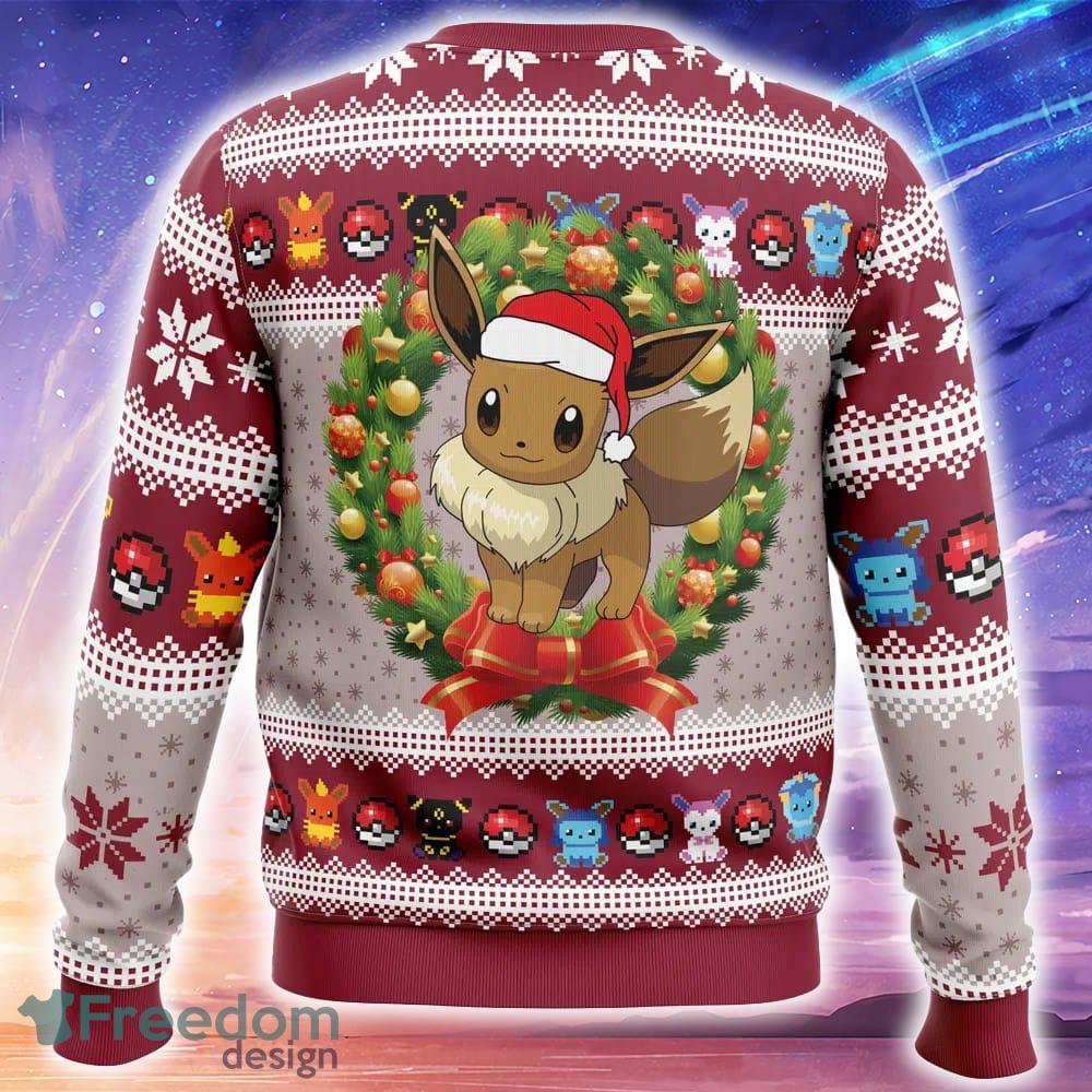 Eevee Christmas Pokemon Ugly Christmas 3D Sweater Trending Holidays For Men Women Fans image Eevee Christmas Pokemon Ugly Christmas 3D Sweater Trending Holidays For Men Women Fans - Eevee Christmas Pokemon Ugly Christmas Sweater_2