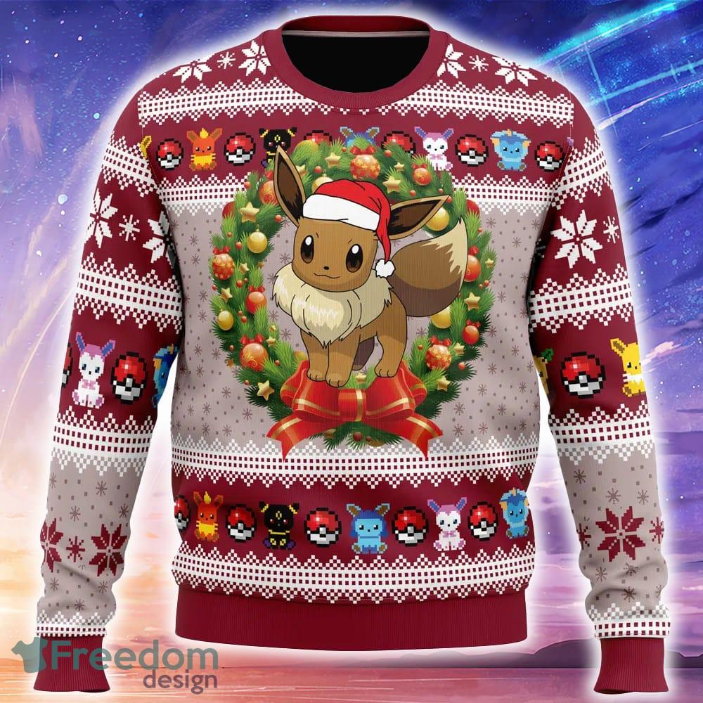Eevee Christmas Pokemon Ugly Christmas 3D Sweater Trending Holidays For Men Women Fans image Eevee Christmas Pokemon Ugly Christmas 3D Sweater Trending Holidays For Men Women Fans - Eevee Christmas Pokemon Ugly Christmas Sweater_1
