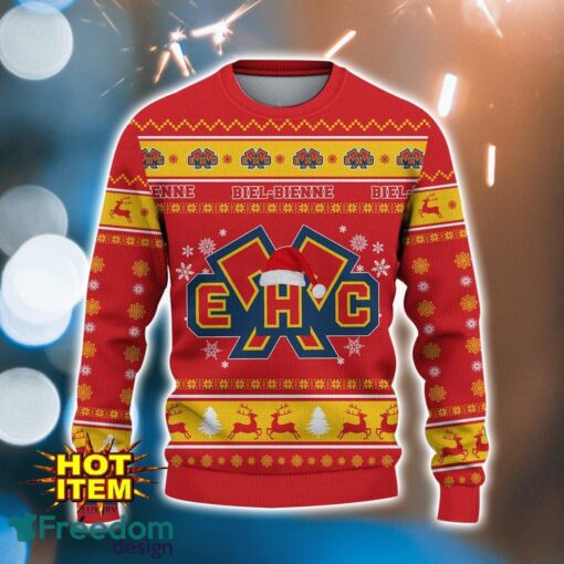 EHC Biel 3D Ugly Christmas Sweater For Men And Women Sport Fans Product Photo 2