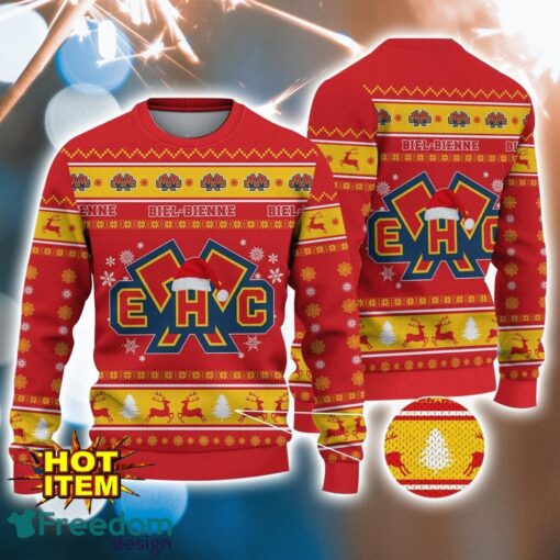 EHC Biel 3D Ugly Christmas Sweater For Men And Women Sport Fans Product Photo 1