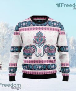 Elephant Mandala Ugly Christmas Sweaters 3D