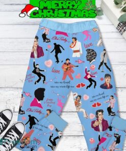 Elvis Presley Falling In Love Valentine Blue Fleece Pajamas Set Full Print Christmas For Women - Elvis Presley Falling In Love Valentine Blue Fleece Pajamas Set-2