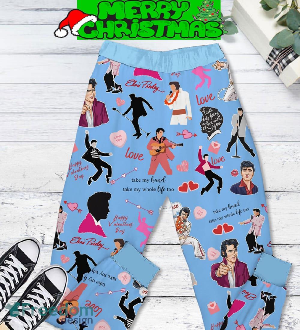 Elvis Presley Falling In Love Valentine Blue Fleece Pajamas Set Full Print Christmas For Women image Elvis Presley Falling In Love Valentine Blue Fleece Pajamas Set Full Print Christmas For Women - Elvis Presley Falling In Love Valentine Blue Fleece Pajamas Set-2