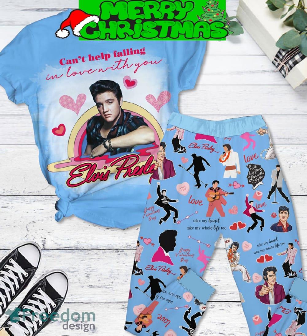 Elvis Presley Falling In Love Valentine Blue Fleece Pajamas Set Full Print Christmas For Women image Elvis Presley Falling In Love Valentine Blue Fleece Pajamas Set Full Print Christmas For Women - Elvis Presley Falling In Love Valentine Blue Fleece Pajamas Set-1