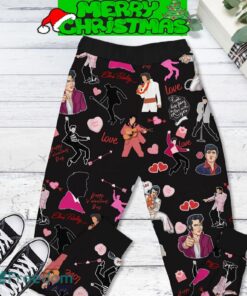 Elvis Presley Falling In Love Valentine Fleece Pajamas Set Black Christmas For Family - Elvis Presley Falling In Love Valentine Fleece Pajamas Set Black-2