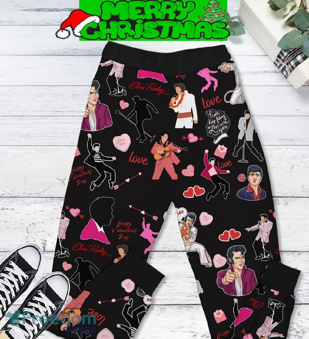 Elvis Presley Falling In Love Valentine Fleece Pajamas Set Black Christmas For Family image Elvis Presley Falling In Love Valentine Fleece Pajamas Set Black Christmas For Family - Elvis Presley Falling In Love Valentine Fleece Pajamas Set Black-2