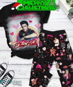 Elvis Presley Falling In Love Valentine Fleece Pajamas Set Black Christmas For Family