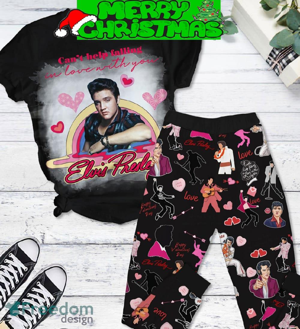 Elvis Presley Falling In Love Valentine Fleece Pajamas Set Black Christmas For Family image Elvis Presley Falling In Love Valentine Fleece Pajamas Set Black Christmas For Family - Elvis Presley Falling In Love Valentine Fleece Pajamas Set Black-1