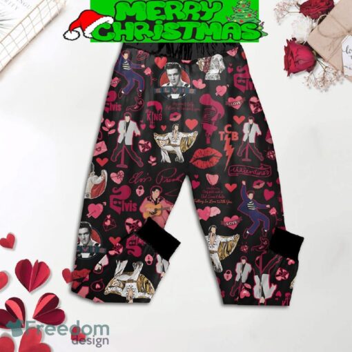 Elvis Presley My King My Valentine Black Fleece Pajamas Set Gift Family - Elvis Presley My King My Valentine Black Fleece Pajamas Set-2