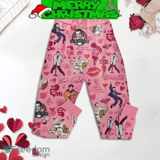 Elvis Presley My King My Valentine Pink Fleece Pajamas Set For Christmas - Elvis Presley My King My Valentine Pink Fleece Pajamas Set-2