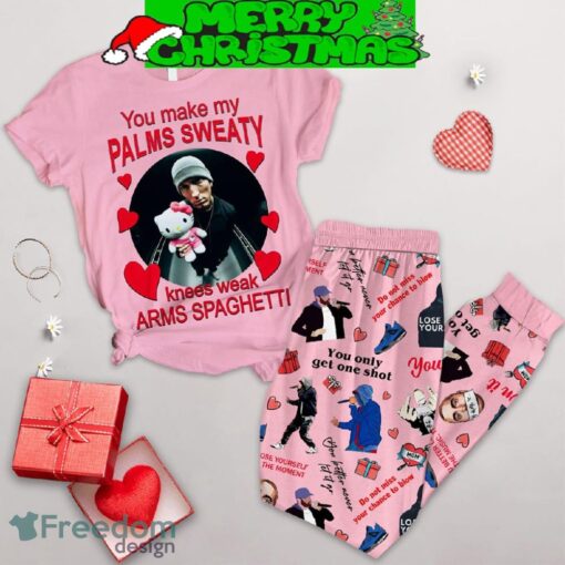 Eminem Valentine Love Pink Fleece Pajamas Set Gift Family - Eminem Valentine Love Pink Fleece Pajamas Set-1