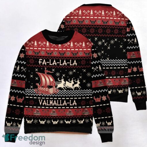 Falalala Valhalla Viking Ugly Christmas Sweater 3D Printed Christmas Gift Product Photo 1