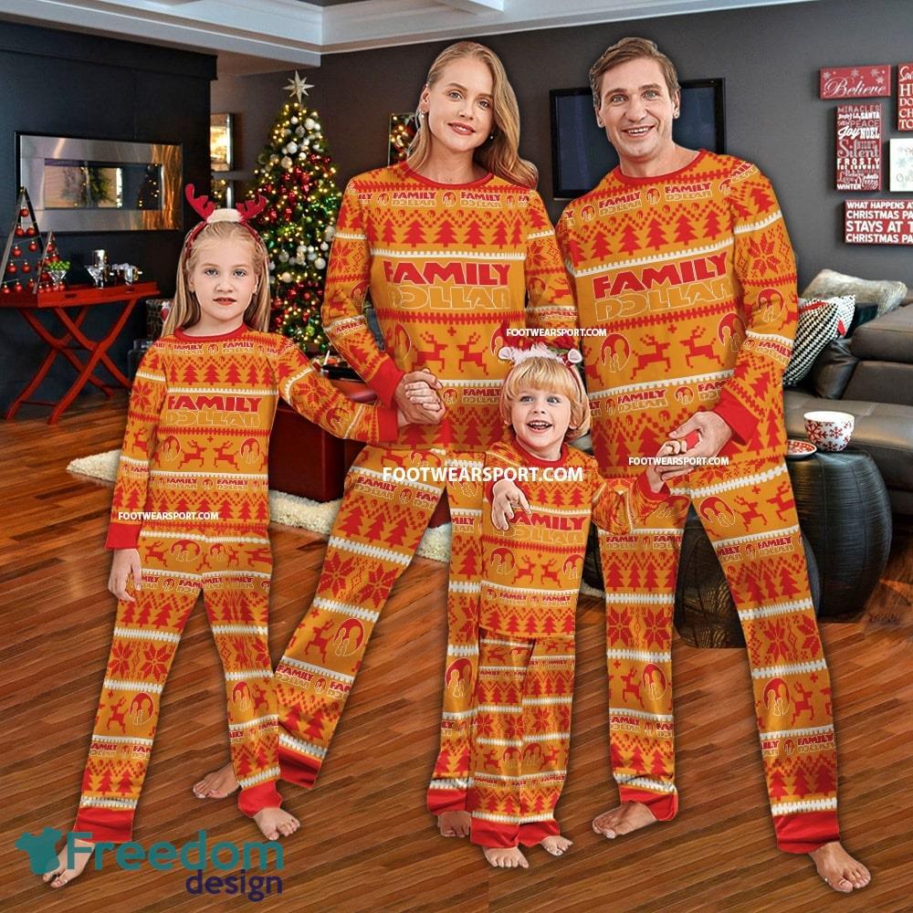 Family Dollar Logo Pattern Ugly Christmas Pajamas Set Family - Family Dollar Logo Pattern Ugly Christmas Pajamas Set Family