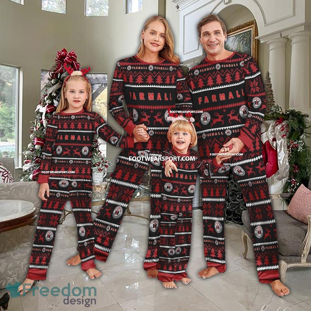 Farmall Tractor Logo Pattern Ugly Christmas Family Pajamas Set - Farmall Tractor Logo Pattern Ugly Christmas Family Pajamas Set