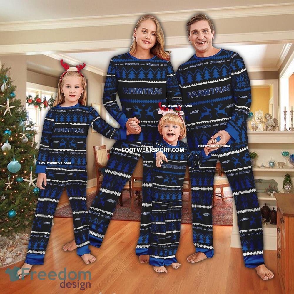 Farmtrac Tractor Logo Pattern Ugly Christmas Pajamas Set Gift Family - Farmtrac Tractor Logo Pattern Ugly Christmas Pajamas Set Gift Family