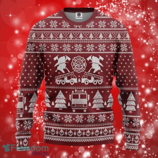 Fire Dept Firefighter Gifts Christmas Warmth Thicken Sweater Red 3D Sweater Shirt Product Photo 1