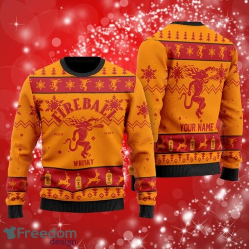 Fireball Whisky Custom Name Gifts Christmas Ugly Sweater 3D Product Photo 1