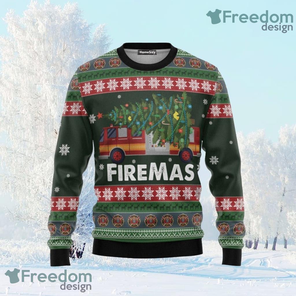 Firefighter Fireman Ugly Christmas Sweater image Firefighter Fireman Ugly Christmas Sweater Product Photo 1