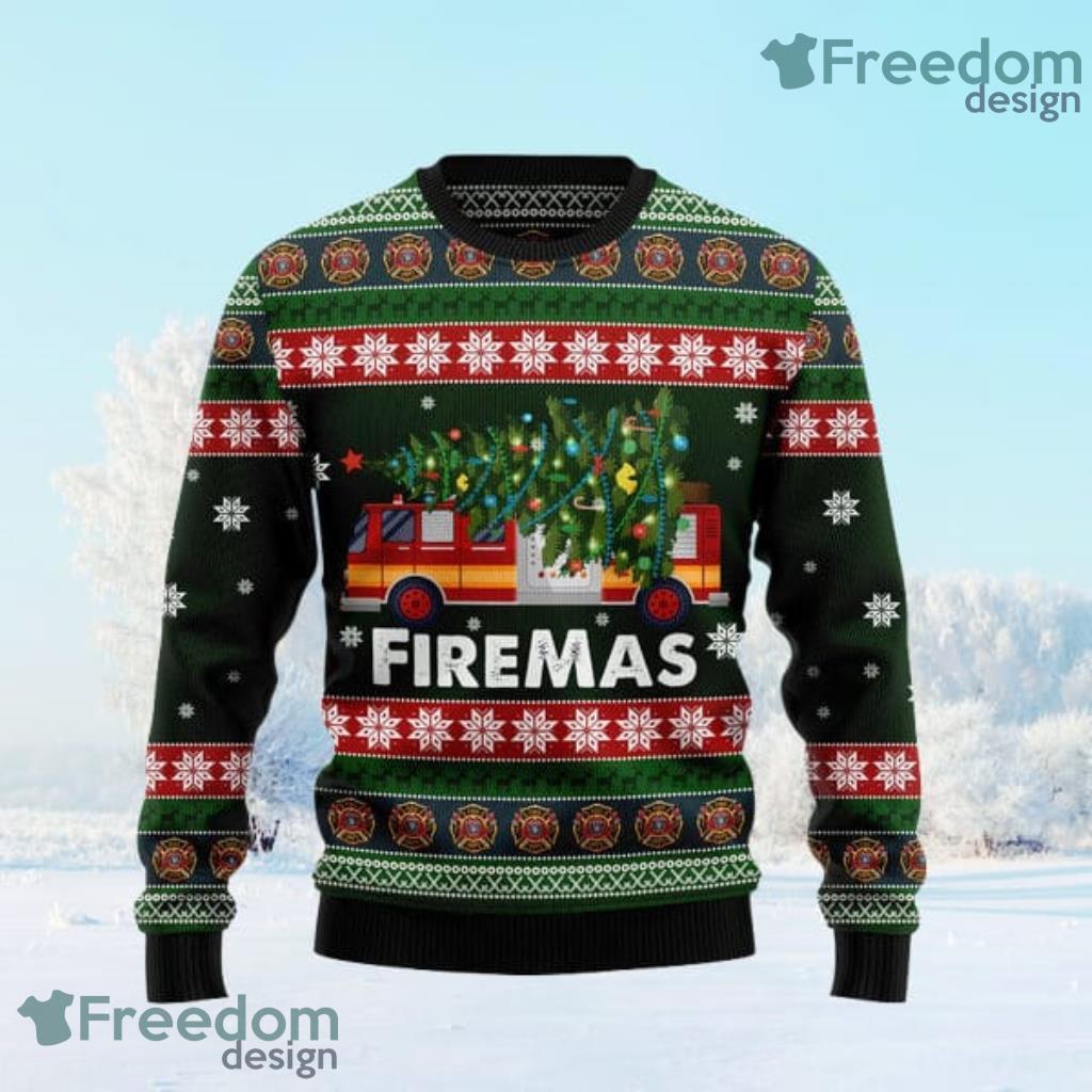 Firefighter Firemas Ugly Christmas Sweater 3D image Firefighter Firemas Ugly Christmas Sweater 3D Product Photo 1