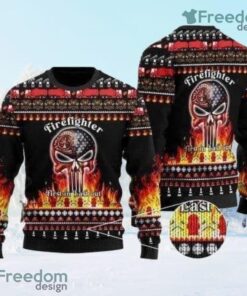 Firefighter First In The Last Out Black Christmas Ugly Sweater 3D