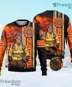 Firefighter Flame Flag Ugly Christmas Sweater Gift For Men And Women