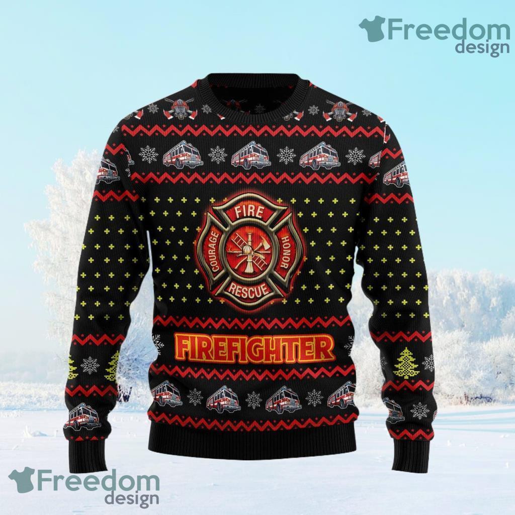 Firefighter Lover Ugly Christmas Sweater, Christmas Gift For Firefighter image Firefighter Lover Ugly Christmas Sweater, Christmas Gift For Firefighter Product Photo 1