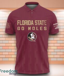 Florida State Seminoles Go Noles NCAA 3D Polo Shirt With American Flag Military On Back Product Photo 2