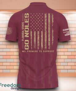 Florida State Seminoles Go Noles NCAA 3D Polo Shirt With American Flag Military On Back Product Photo 3