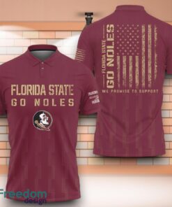 Florida State Seminoles Go Noles NCAA 3D Polo Shirt With American Flag Military On Back