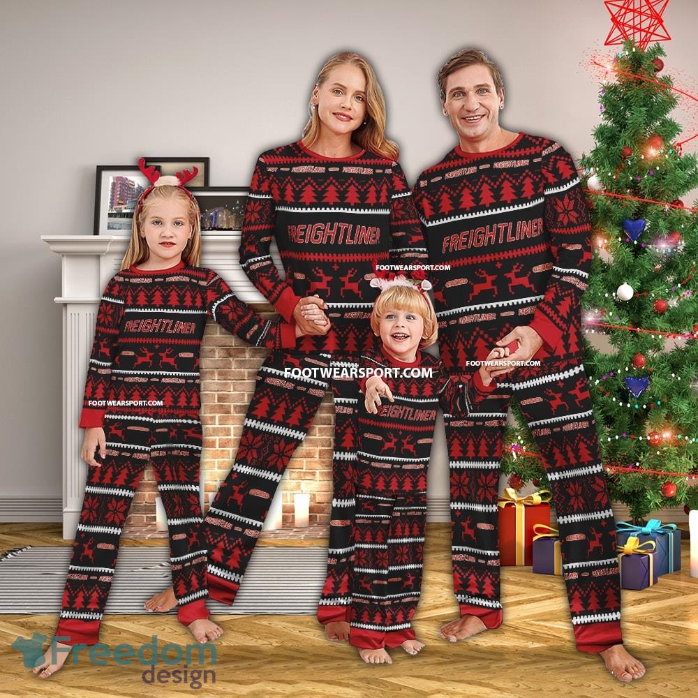 Freightliner Truck Ugly Christmas Pajamas Set Family - Freightliner Truck Ugly Christmas Pajamas Set Family