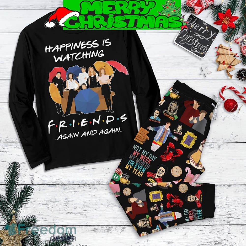 Friends Sitcom Watching Christmas Happy Holiday Fleece Pajamas Set Christmas For Family - Friends Sitcom Watching Christmas Happy Holiday Fleece Pajamas Set-1