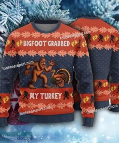 Funny Bigfoot Grabs Turkey Funny Thanksgiving Adults Ugly Christmas Sweater Funny Bigfoot Grabs Turkey Funny Thanksgiving Adults Ugly Christmas Sweater