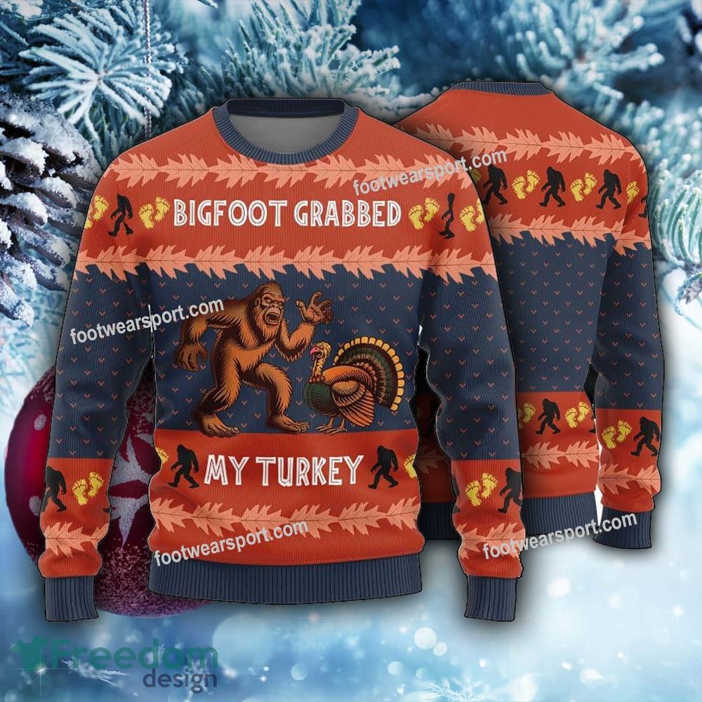 Funny Bigfoot Grabs Turkey Funny Thanksgiving Adults Ugly Christmas Sweater image Funny Bigfoot Grabs Turkey Funny Thanksgiving Adults Ugly Christmas Sweater - Funny Bigfoot Grabs Turkey Funny Thanksgiving Adults Ugly Christmas Sweater