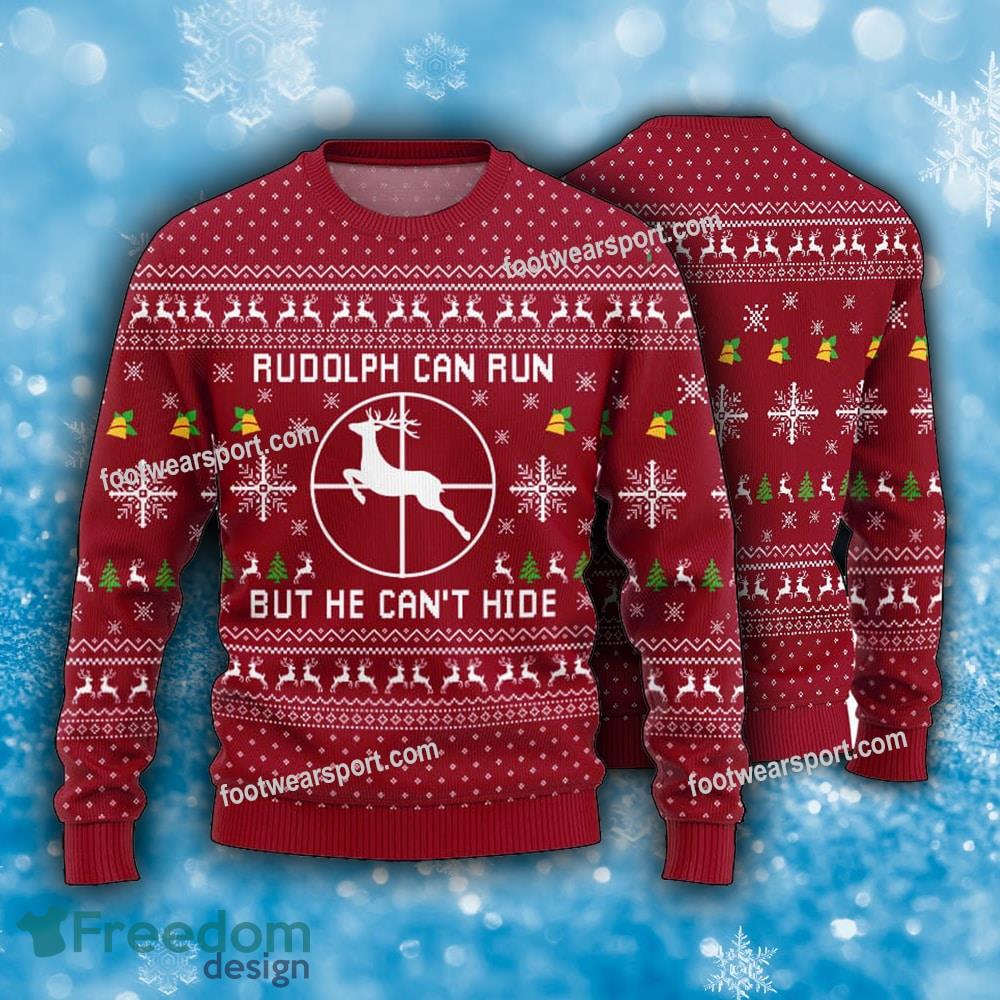 Funny Rudolph Hunting Ugly Christmas 3D Sweater image Funny Rudolph Hunting Ugly Christmas 3D Sweater - Funny Rudolph Hunting Ugly Christmas 3D Sweater