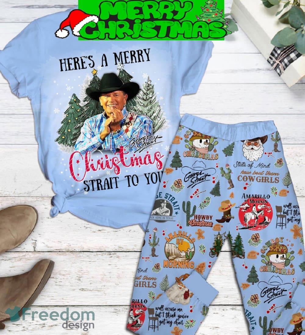 George Strait Here’s A Merry Christmas Strait To You Pajamas Set All Over Print Christmas Gift - George Strait Here’s A Merry Christmas Strait To You Pajamas Set-1