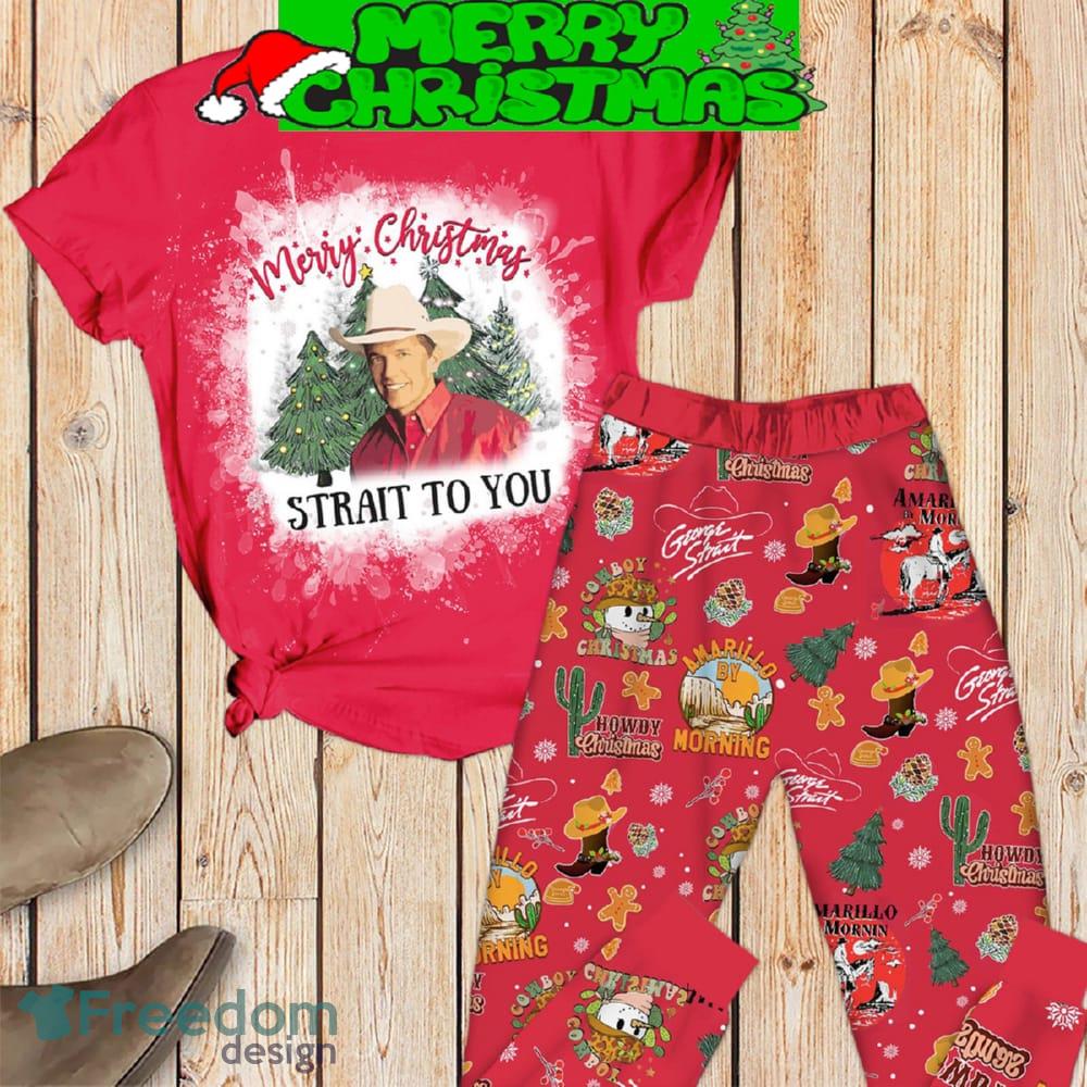 George Strait Merry Christmas Strait To you Pajamas Set Men Women For Fans - George Strait Merry Christmas Strait To you Pajamas Set-1