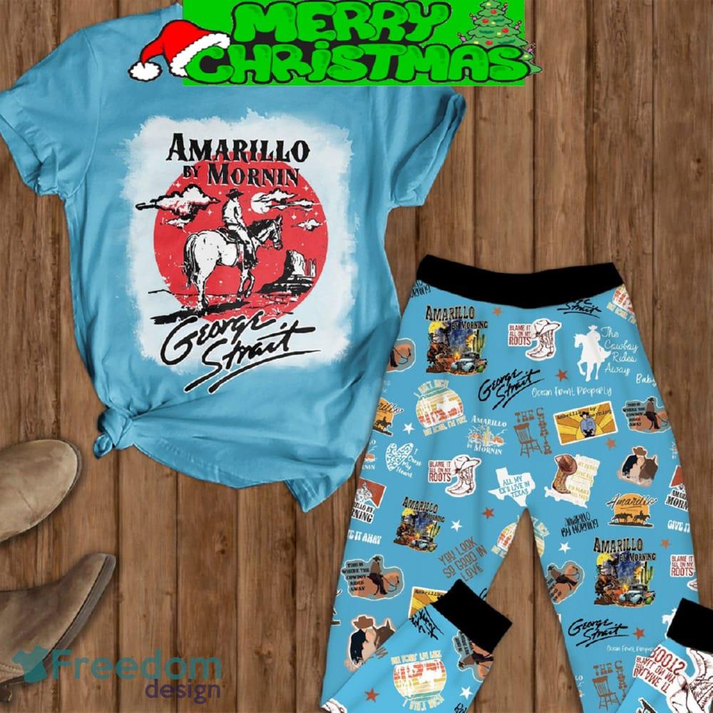 George Strait Music Amarillo By Mornin Fleece Pajamas Set Gift Family - George Strait Music Amarillo By Mornin Fleece Pajamas Set-1