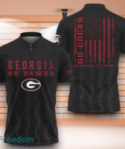 Georgia Bulldogs Go Dawgs NCAA 3D Polo Shirt With American Flag Military On Back
