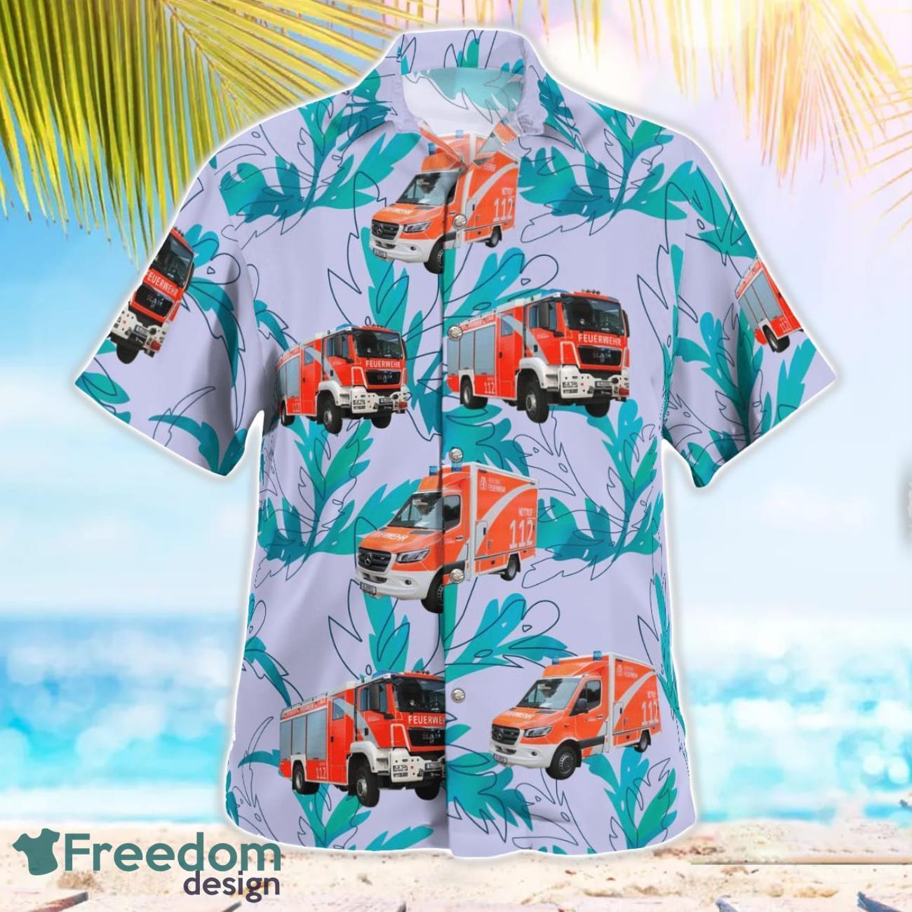 Germany, Berlin Fire Brigade (Berliner Feuerwehr) Aloha Hawaiian Shirt image Germany, Berlin Fire Brigade (Berliner Feuerwehr) Aloha Hawaiian Shirt Product Photo 3