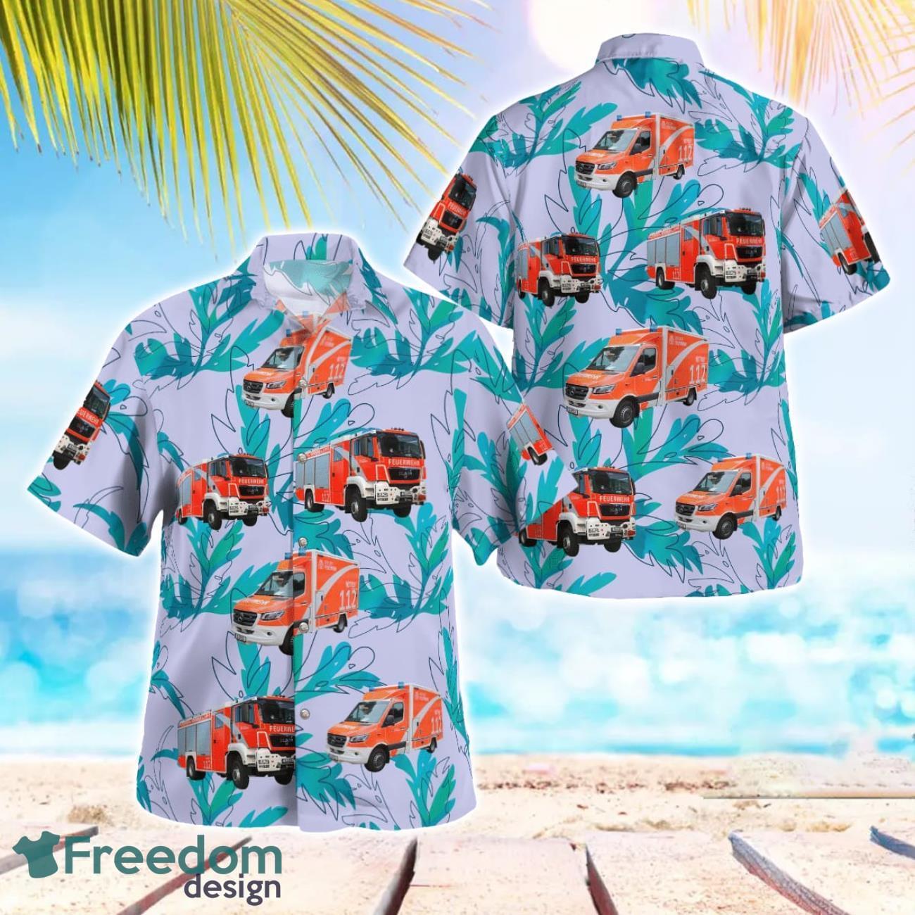 Germany, Berlin Fire Brigade (Berliner Feuerwehr) Aloha Hawaiian Shirt image Germany, Berlin Fire Brigade (Berliner Feuerwehr) Aloha Hawaiian Shirt Product Photo 1