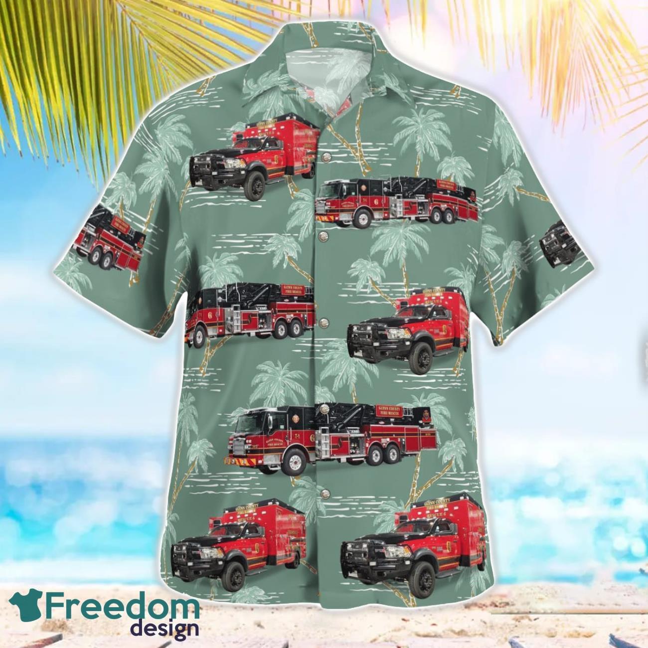 Glynn County Fire Rescue, Georgia 3D Hawaiian Shirt Glynn County Fire Rescue, Georgia 3D Hawaiian Shirt Product Photo 3