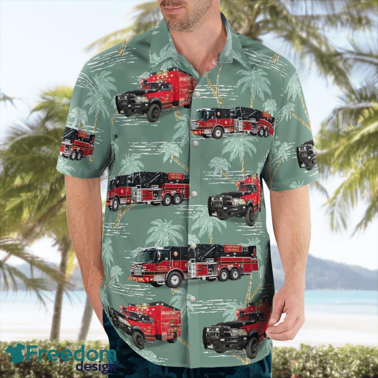 Glynn County Fire Rescue, Georgia 3D Hawaiian Shirt Glynn County Fire Rescue, Georgia 3D Hawaiian Shirt Product Photo 4