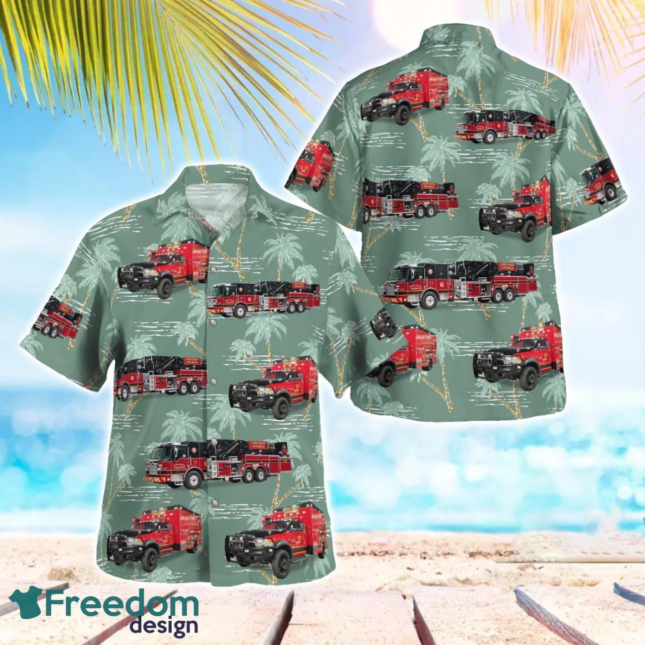 Glynn County Fire Rescue, Georgia 3D Hawaiian Shirt image Glynn County Fire Rescue, Georgia 3D Hawaiian Shirt Product Photo 1