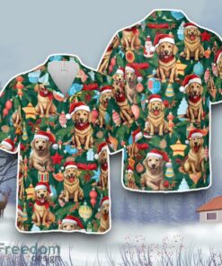Golden Retriever Dog Wearing Santa Hat Hawaiian Shirt Gift For Christmas