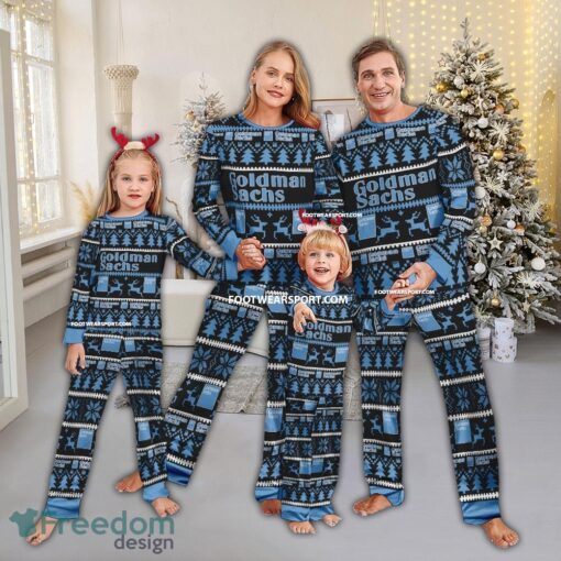 Goldman Sachs Logo Pattern Ugly Christmas Pajamas Set Men Women Children - Goldman Sachs Logo Pattern Ugly Christmas Pajamas Set Men Women Children